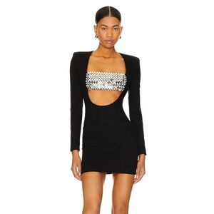 NBD Black Embellished Cut-Out Dress